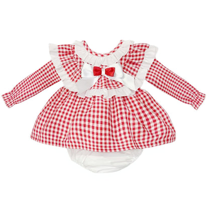 *SALE* Baby Girl Red Gingham Frilly Dress with Pants "MYDC2475"