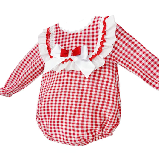 *SALE* Baby Girl Red Gingham Frilly Romper "MYDC2474"