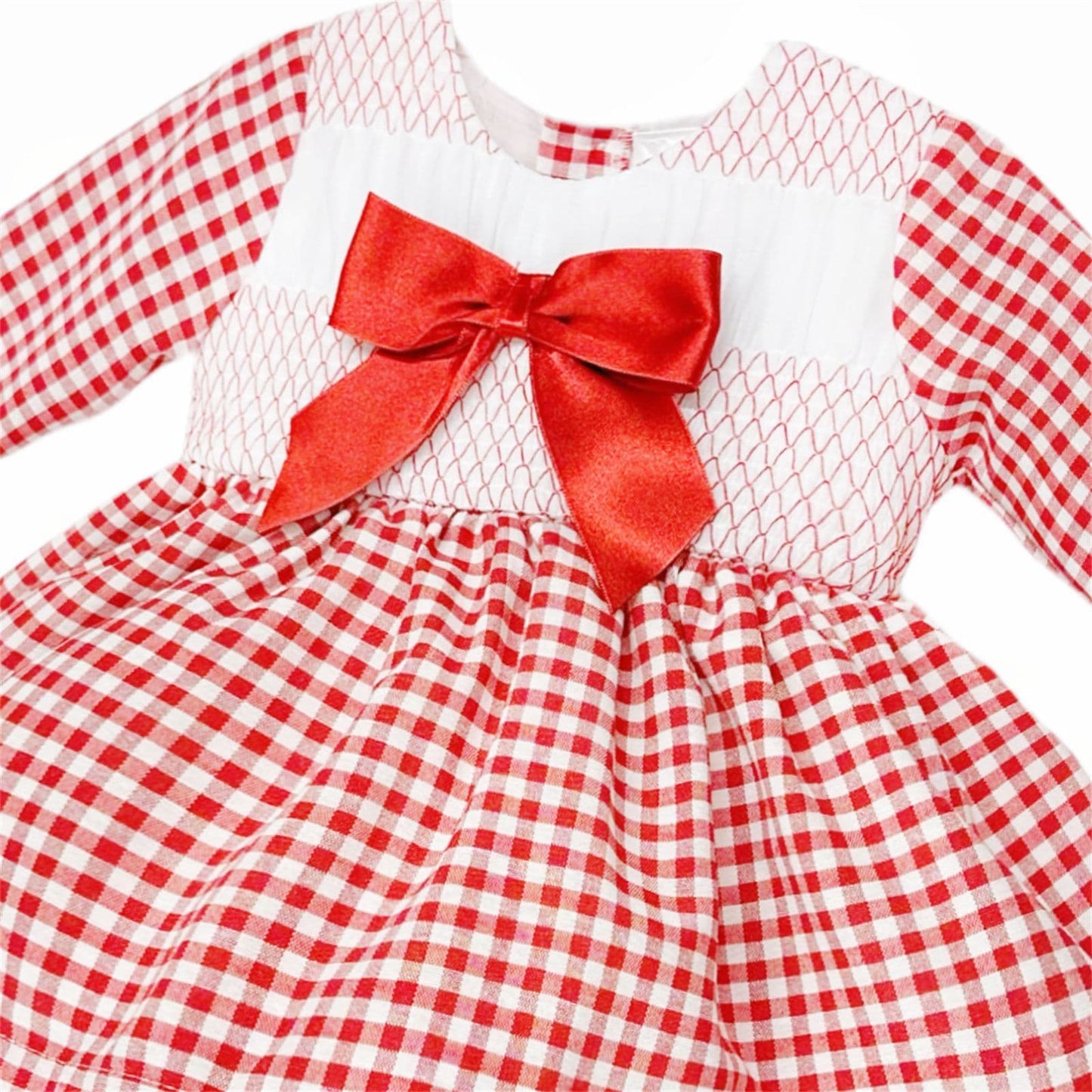 *SALE* Baby Girl Red Gingham Smocked Puff Dress with Pants "MYDB2471R"