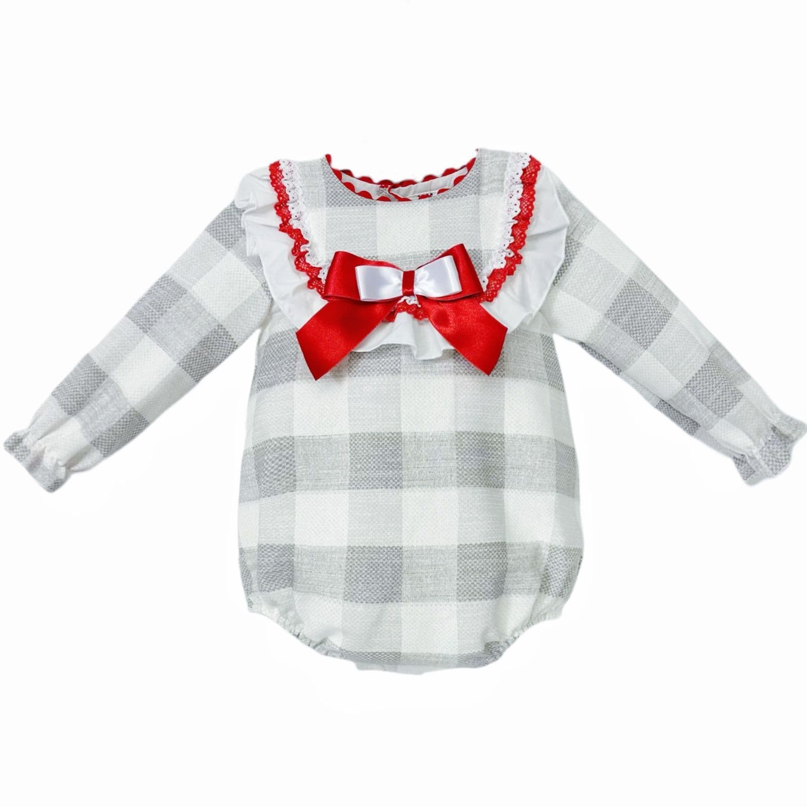 *SALE* Baby Girl Red Grey Checked Romper "MYDC2472"