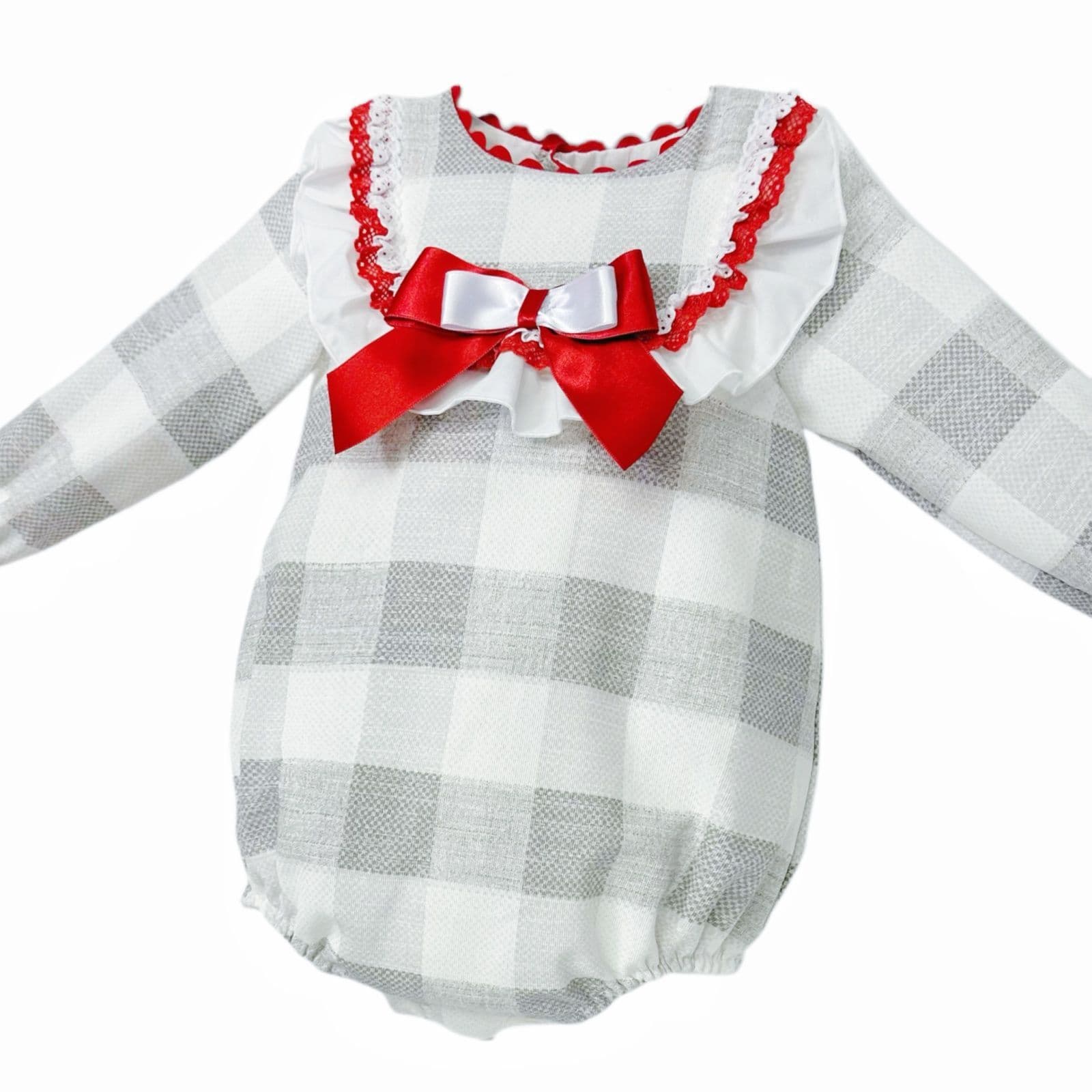 *SALE* Baby Girl Red Grey Checked Romper "MYDC2472"