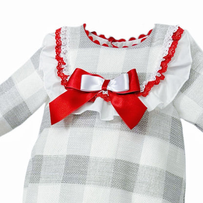 *SALE* Baby Girl Red Grey Checked Romper "MYDC2472"