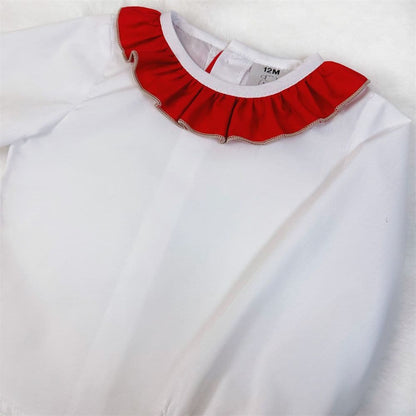 *SALE* Baby Girl Red Smocked Dungaree with Shirt "MYD2378R"