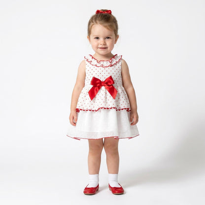 *SALE* Baby Girl Red Spotty Sheer Puff Ball Dress with Pants "MYD2437R"