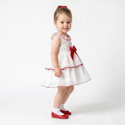 *SALE* Baby Girl Red Spotty Sheer Puff Ball Dress with Pants "MYD2437R"