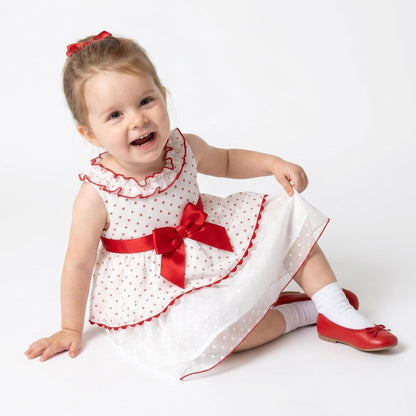 *SALE* Baby Girl Red Spotty Sheer Puff Ball Dress with Pants "MYD2437R"