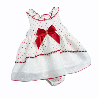 *SALE* Baby Girl Red Spotty Sheer Puff Ball Dress with Pants "MYD2437R"