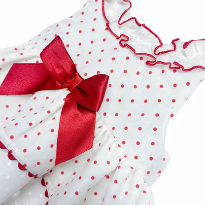 *SALE* Baby Girl Red Spotty Sheer Puff Ball Dress with Pants "MYD2437R"