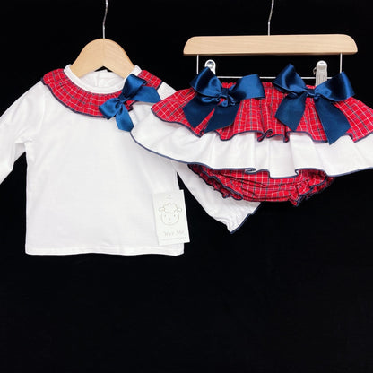 *SALE* Baby Girl Red Tartan Skirt Set Winter Outfit Christmas "MYD1864"