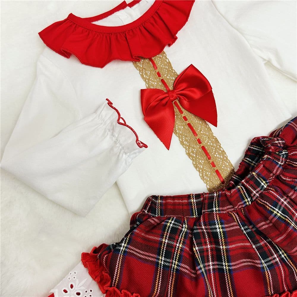 *SALE* Baby Girl Red Tartan Skirt with Shirt "2060 Red"
