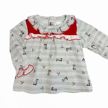 *SALE* Baby Girl Red with Grey Puppy Print Dress with Pants "MYD230"