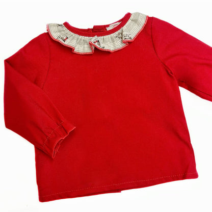 *SALE* Baby Girl Red with Grey Puppy Print Pinafore with Top "MYD231"