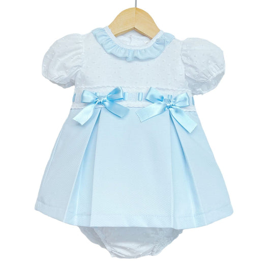 *SALE* Baby Girl Spanish Blue Waffle Princess Dress with Pants "MYD102B"