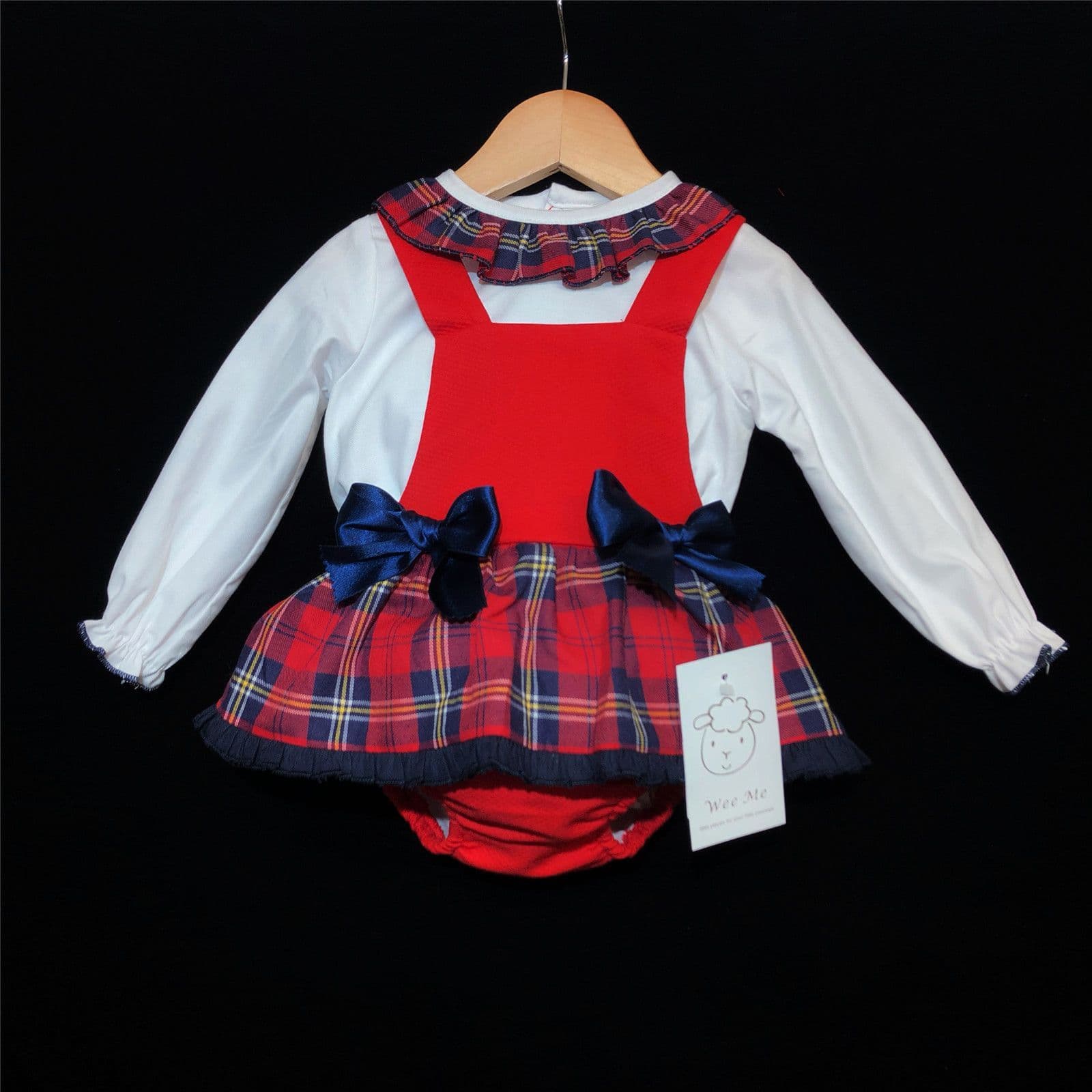 *SALE* Baby Girl Spanish Red Tartan Pinafore Set "MYD225"