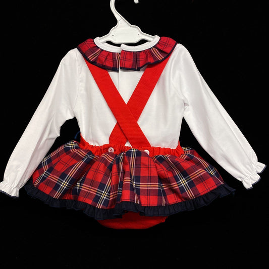 *SALE* Baby Girl Spanish Red Tartan Pinafore Set "MYD225"