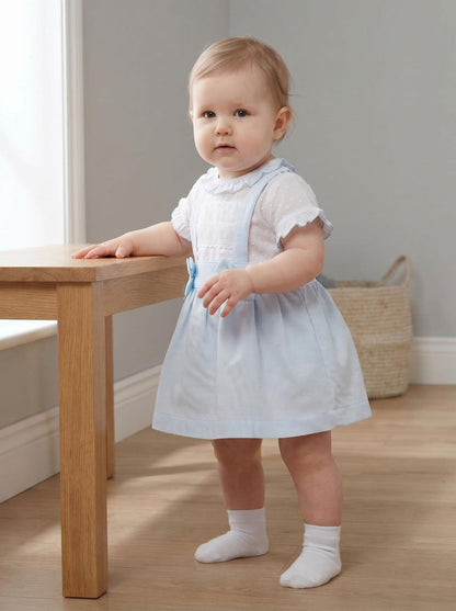 *SALE* Baby Girl Spanish Style Blue Waffle Pinafore Set Brace Skirt Set A100 B