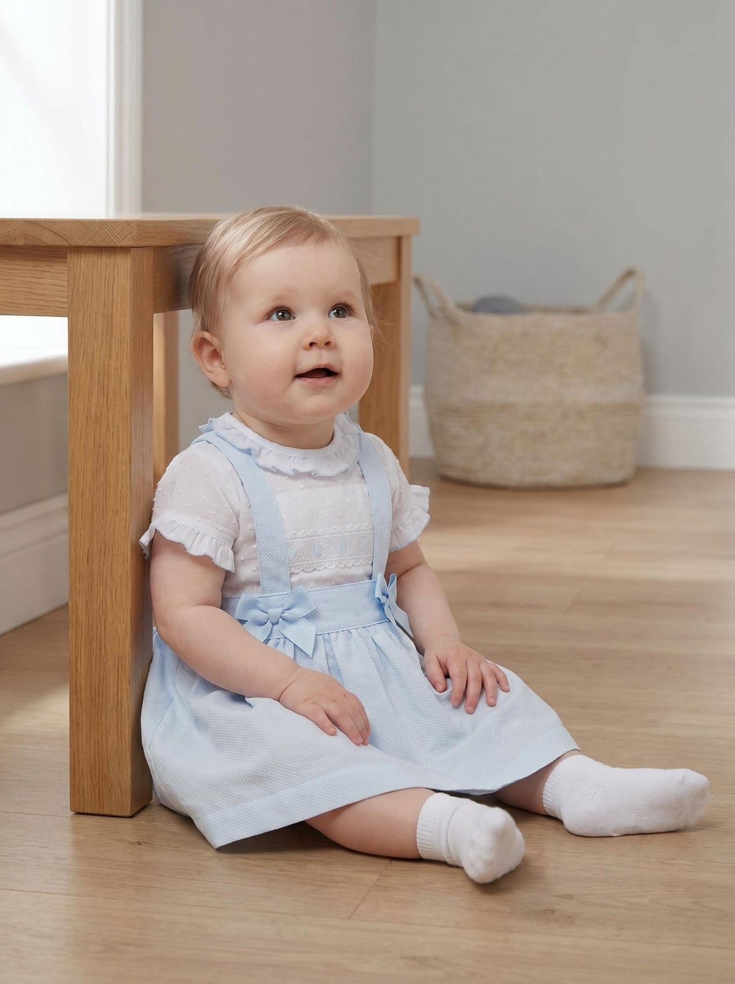 *SALE* Baby Girl Spanish Style Blue Waffle Pinafore Set Brace Skirt Set A100 B
