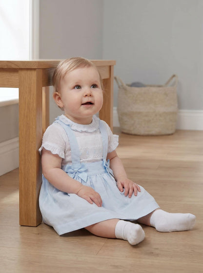 *SALE* Baby Girl Spanish Style Blue Waffle Pinafore Set Brace Skirt Set A100 B