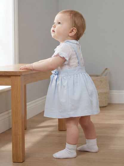 *SALE* Baby Girl Spanish Style Blue Waffle Pinafore Set Brace Skirt Set A100 B
