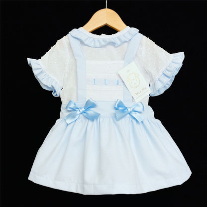 *SALE* Baby Girl Spanish Style Blue Waffle Pinafore Set Brace Skirt Set A100 B