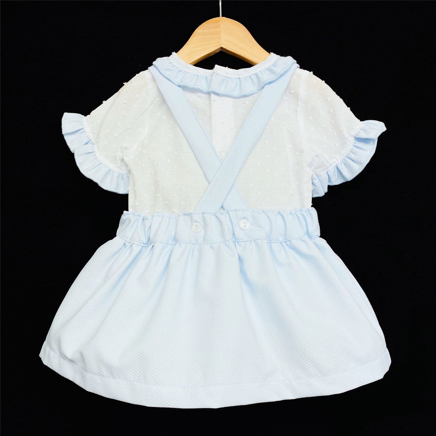 *SALE* Baby Girl Spanish Style Blue Waffle Pinafore Set Brace Skirt Set A100 B