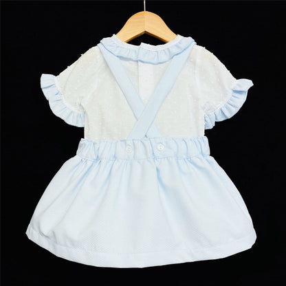 *SALE* Baby Girl Spanish Style Blue Waffle Pinafore Set Brace Skirt Set A100 B