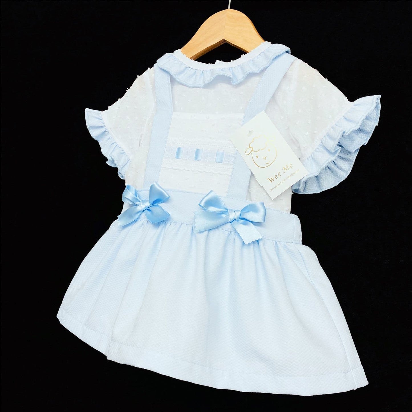 *SALE* Baby Girl Spanish Style Blue Waffle Pinafore Set Brace Skirt Set A100 B