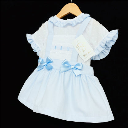 *SALE* Baby Girl Spanish Style Blue Waffle Pinafore Set Brace Skirt Set A100 B