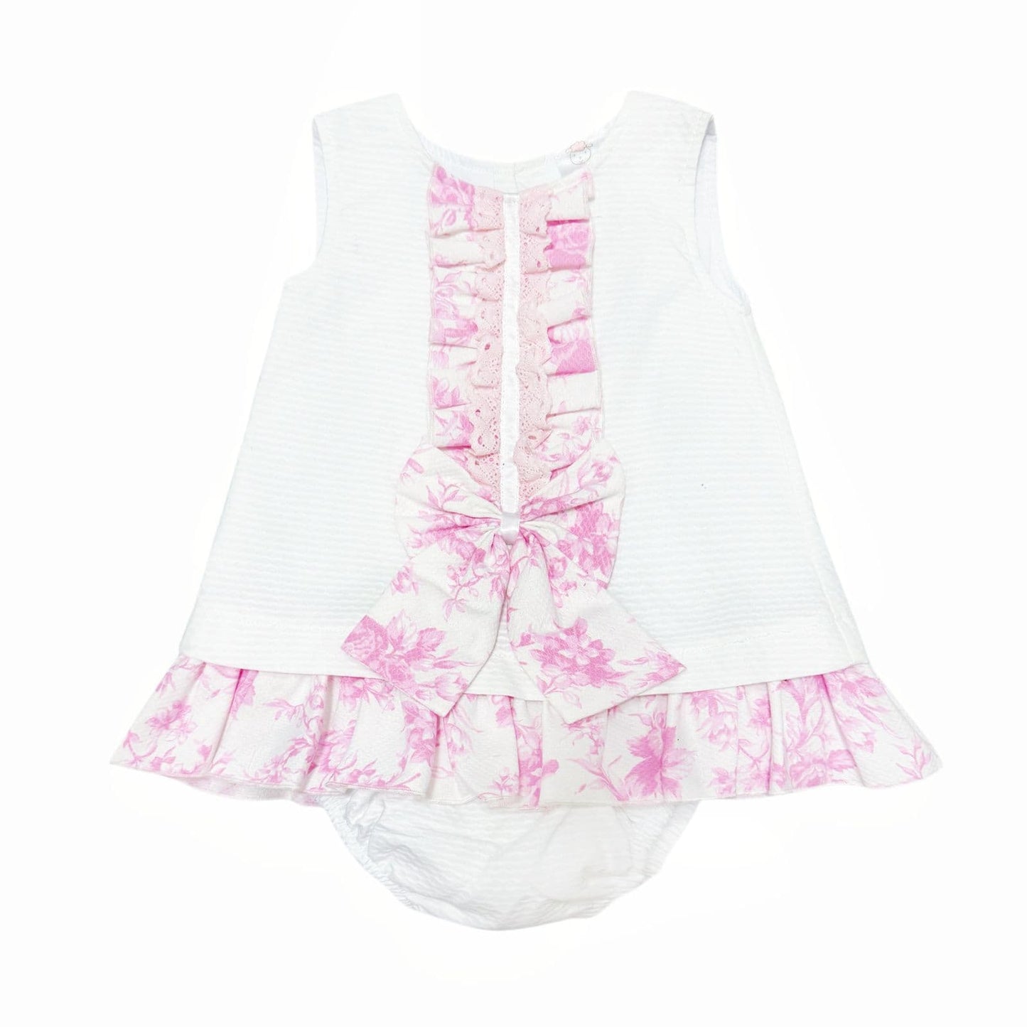 *SALE* Baby Girl Waffle Dress Floral Details with Pants "2503"