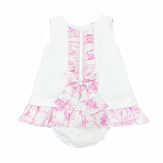 *SALE* Baby Girl Waffle Dress Floral Details with Pants "2503"