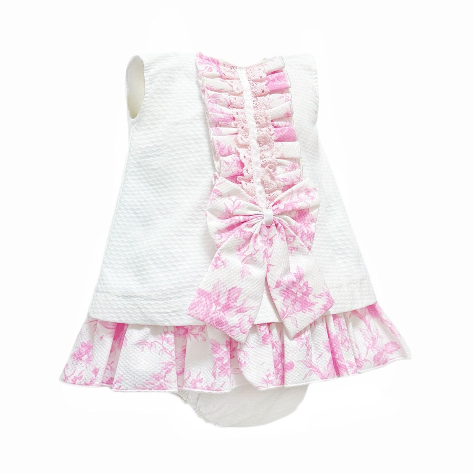 *SALE* Baby Girl Waffle Dress Floral Details with Pants "2503"