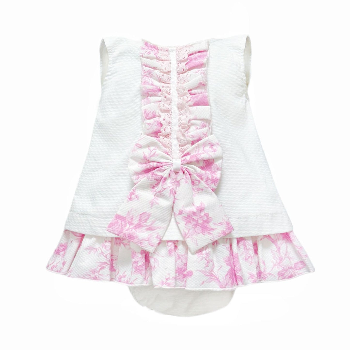 *SALE* Baby Girl Waffle Dress Floral Details with Pants "2503"