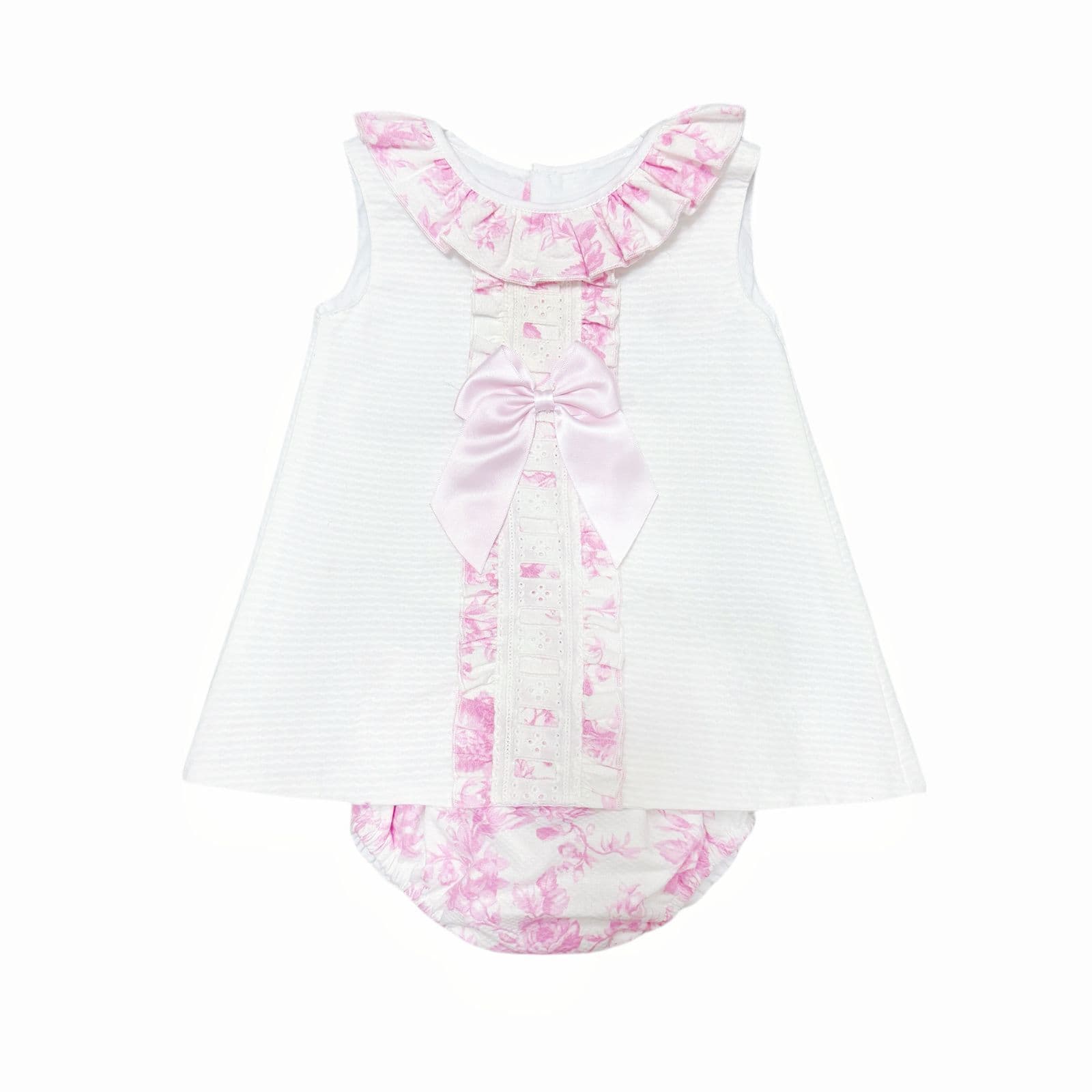 *SALE* Baby Girl Waffle Dress Floral Details with Pants "2504"