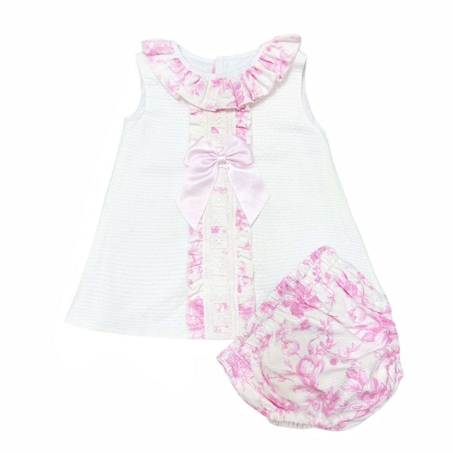 *SALE* Baby Girl Waffle Dress Floral Details with Pants "2504"