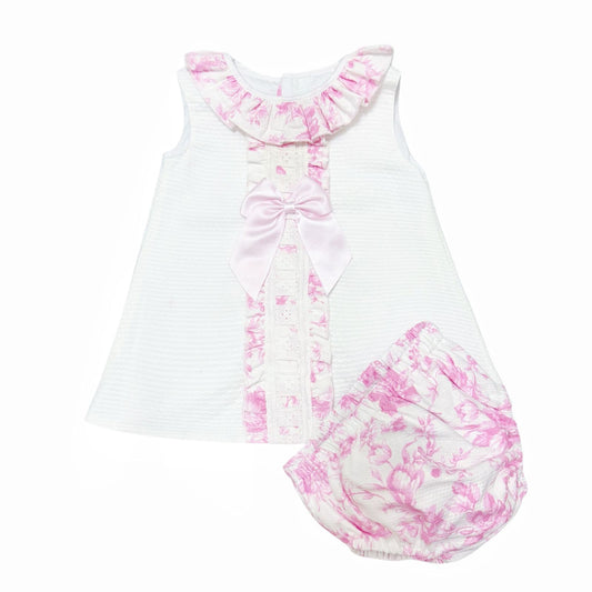 *SALE* Baby Girl Waffle Dress Floral Details with Pants "2504"