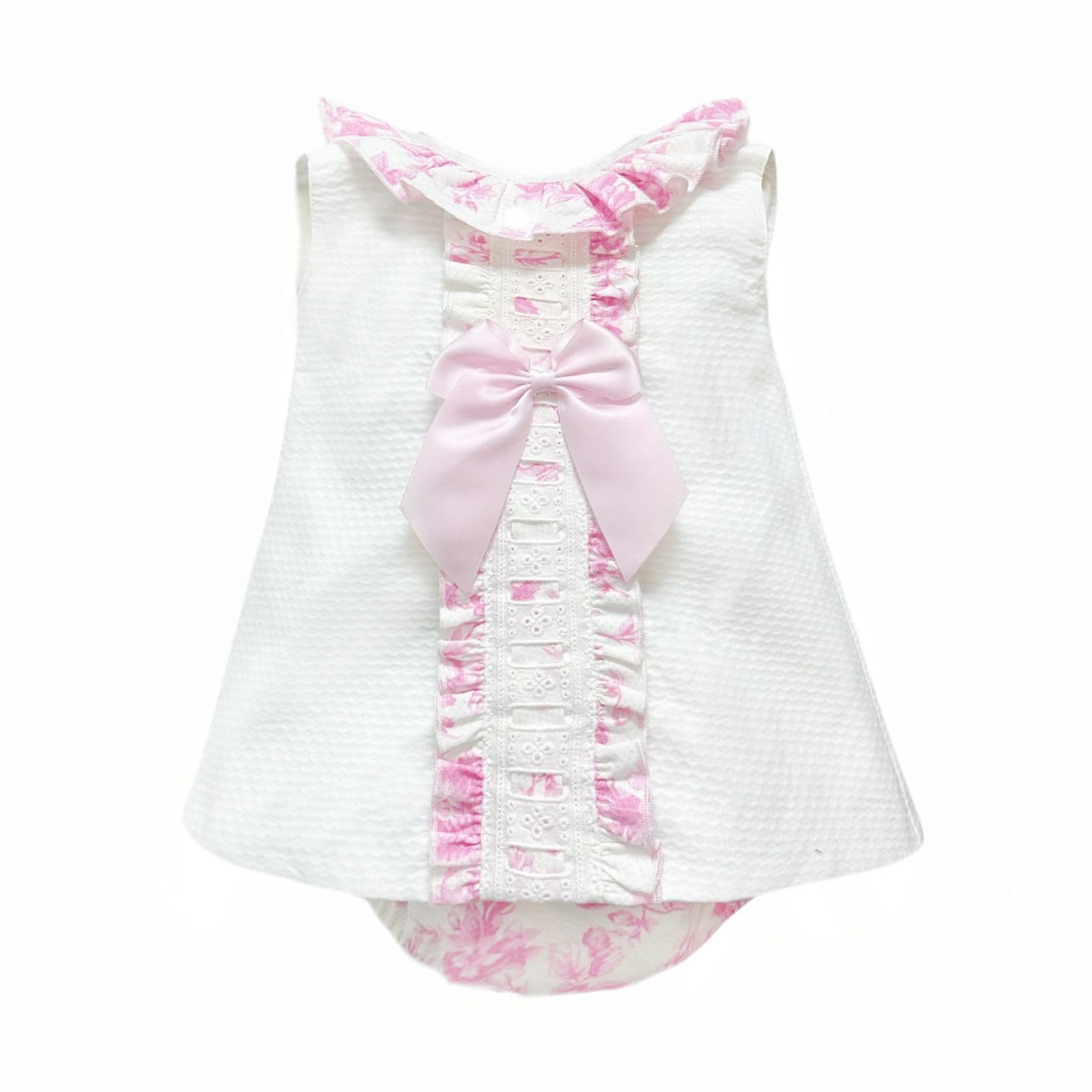 *SALE* Baby Girl Waffle Dress Floral Details with Pants "2504"
