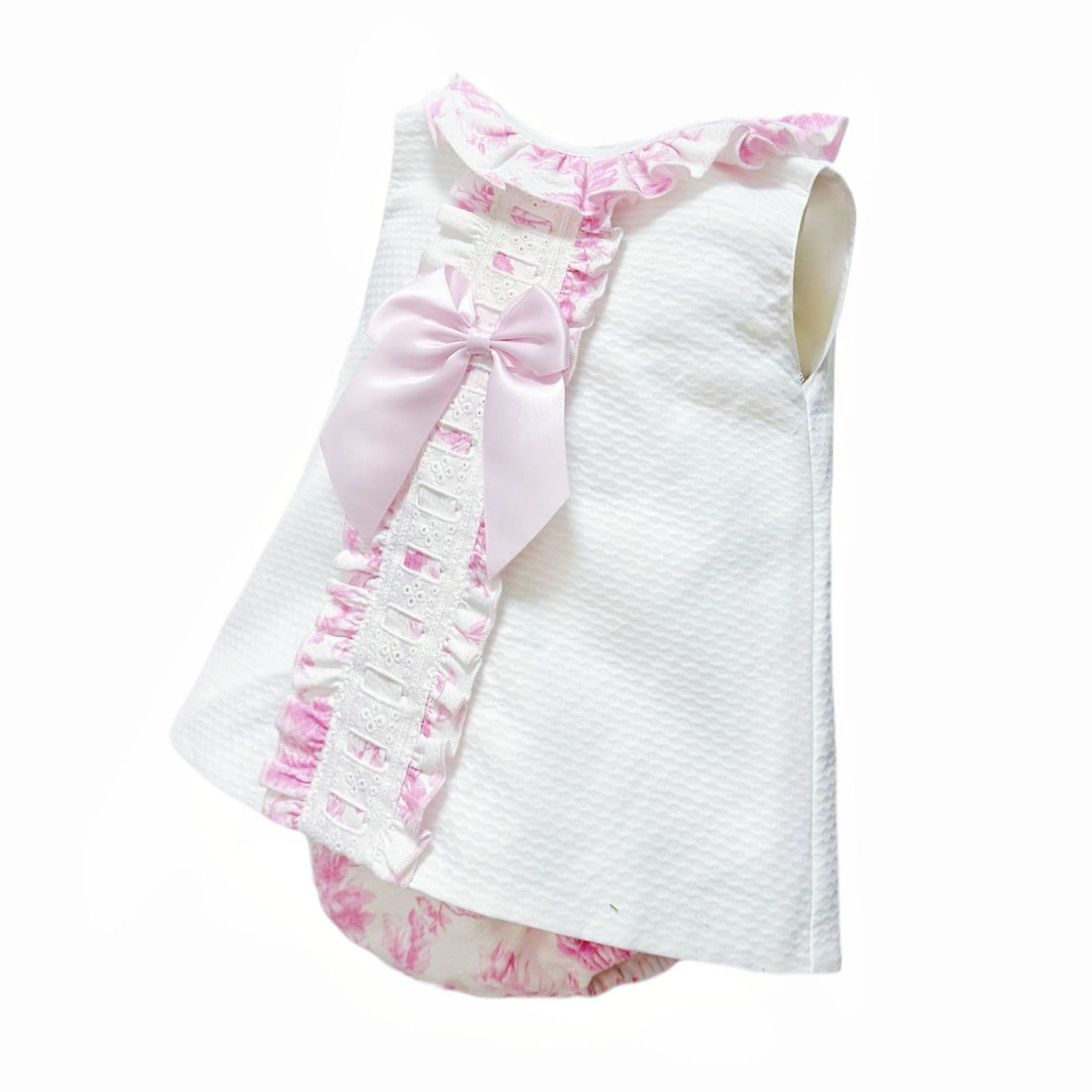 *SALE* Baby Girl Waffle Dress Floral Details with Pants "2504"