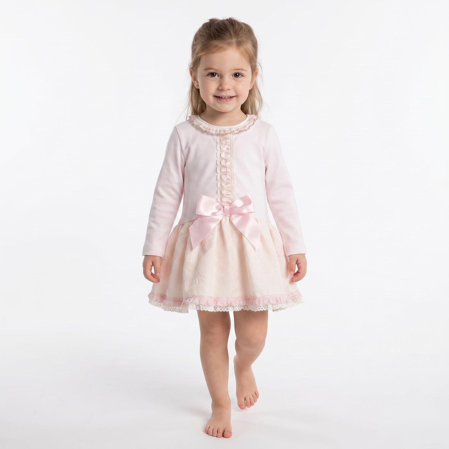 *SALE* Baby Girl White & Blush Pink Satin Bow Puff Dress Romper MYDD001