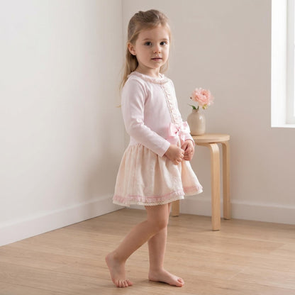 *SALE* Baby Girl White & Blush Pink Satin Bow Puff Dress Romper MYDD001