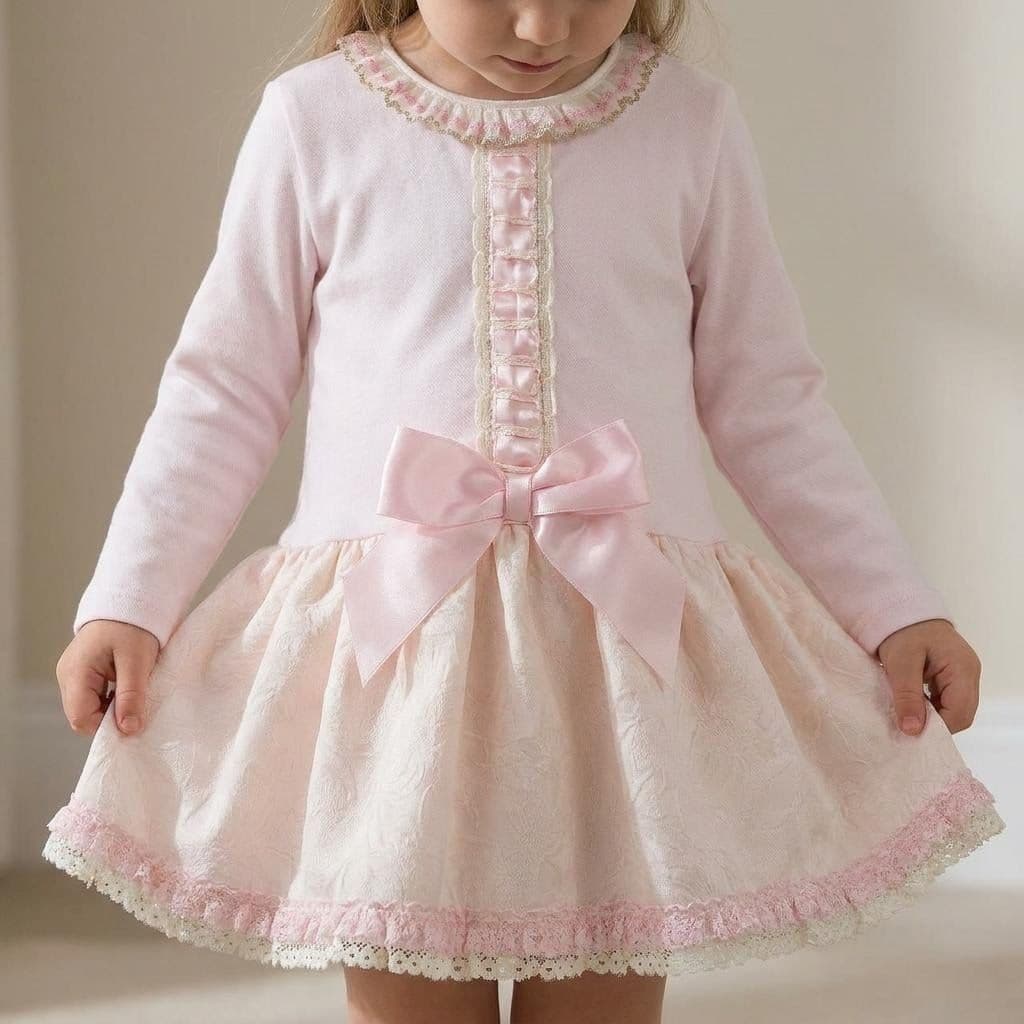 *SALE* Baby Girl White & Blush Pink Satin Bow Puff Dress Romper MYDD001