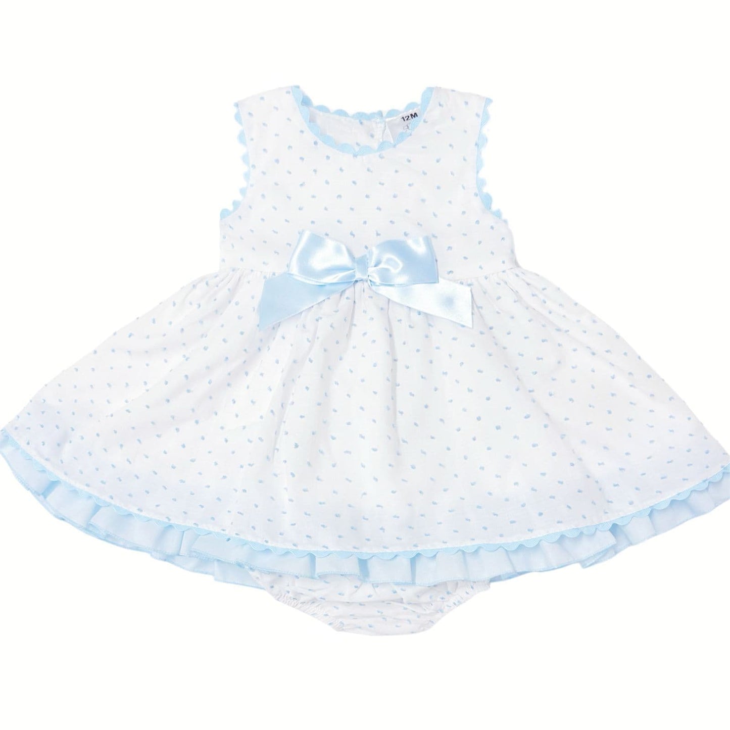 *SALE* Baby Girl White Cotton Dress Blue Details with Pants "MYD2440B"