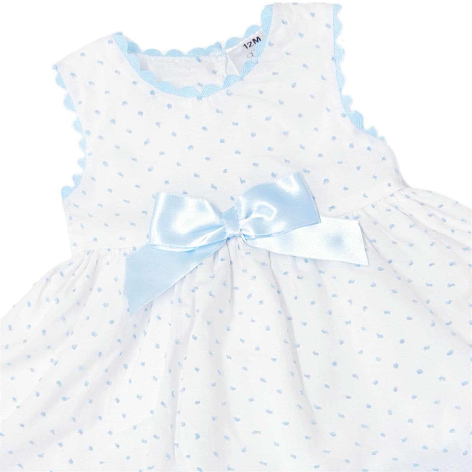 *SALE* Baby Girl White Cotton Dress Blue Details with Pants "MYD2440B"