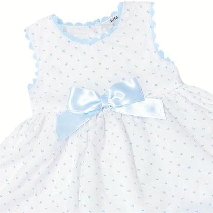 *SALE* Baby Girl White Cotton Dress Blue Details with Pants "MYD2440B"
