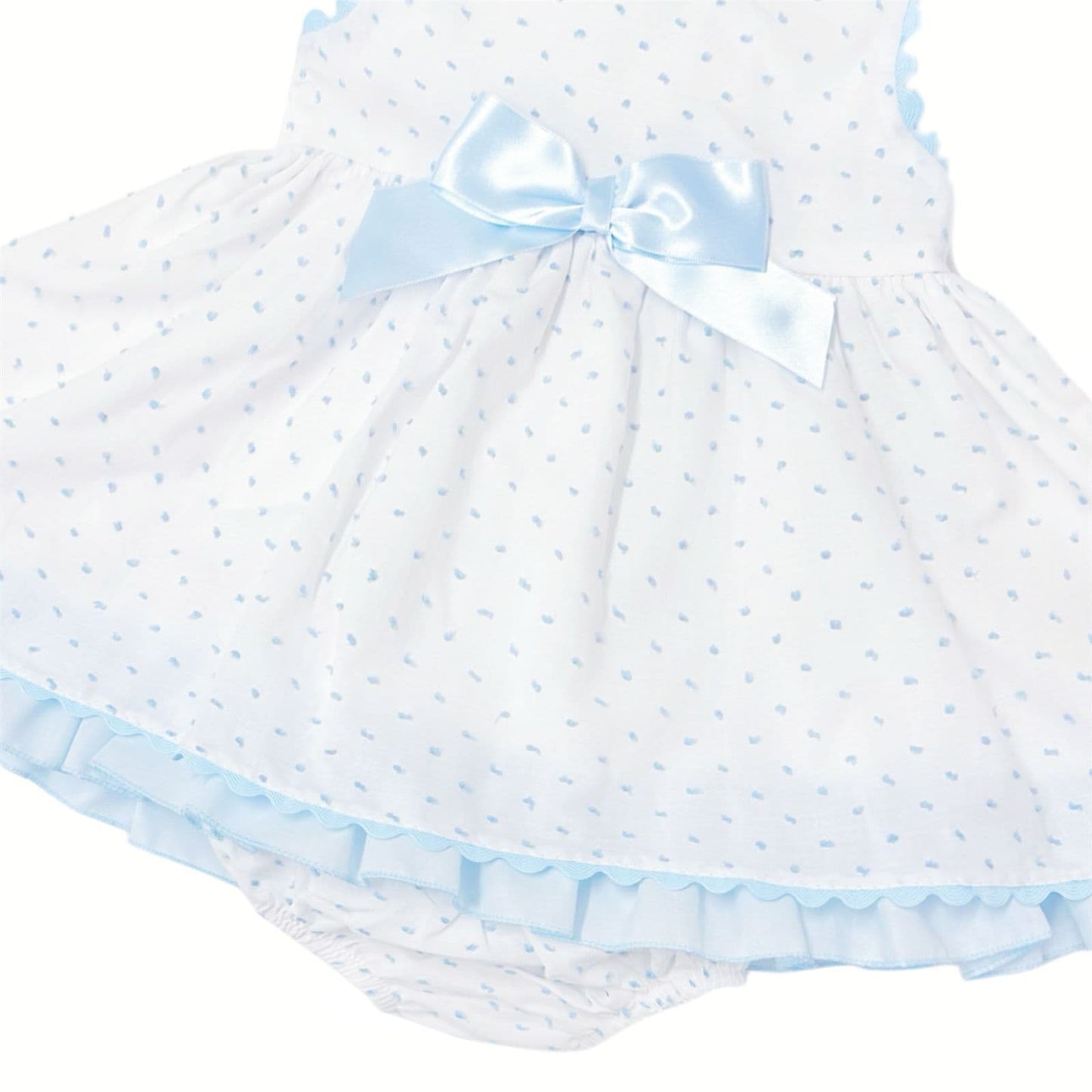 *SALE* Baby Girl White Cotton Dress Blue Details with Pants "MYD2440B"