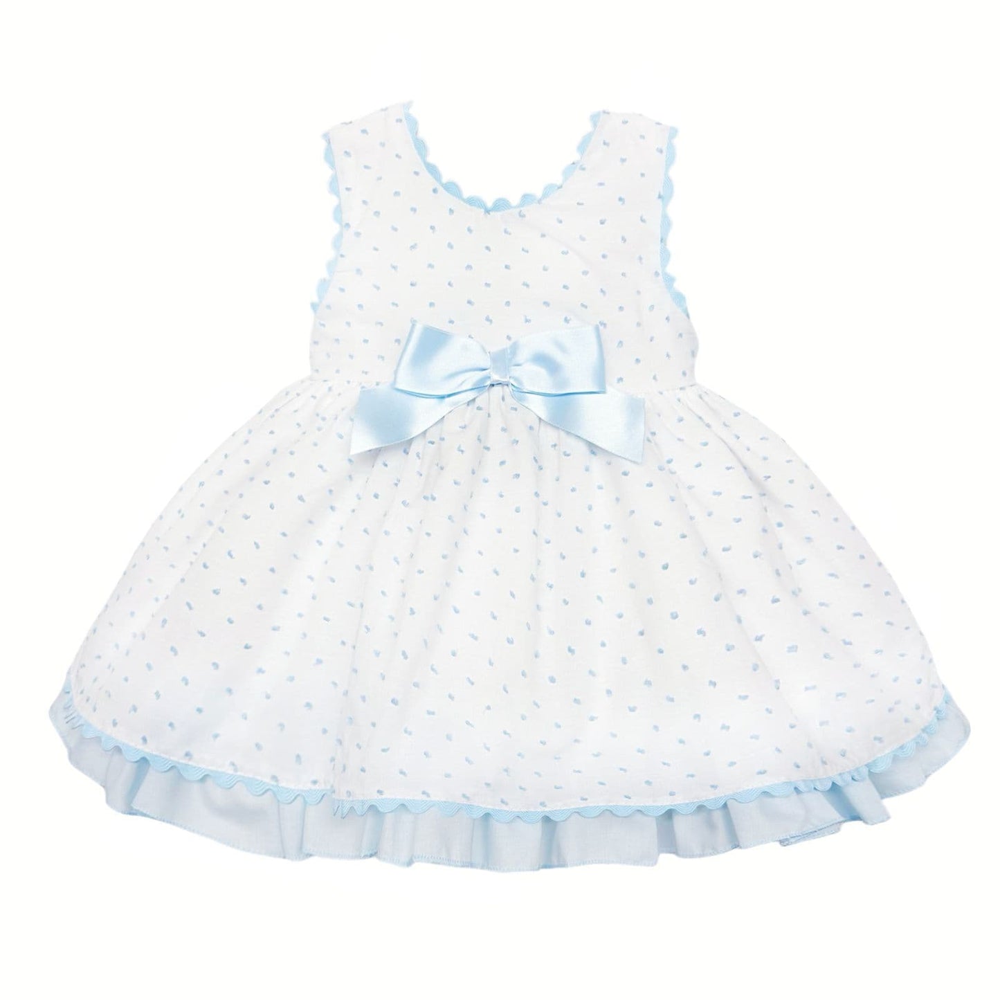 *SALE* Baby Girl White Cotton Dress Blue Details with Pants "MYD2440B"