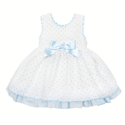 *SALE* Baby Girl White Cotton Dress Blue Details with Pants "MYD2440B"