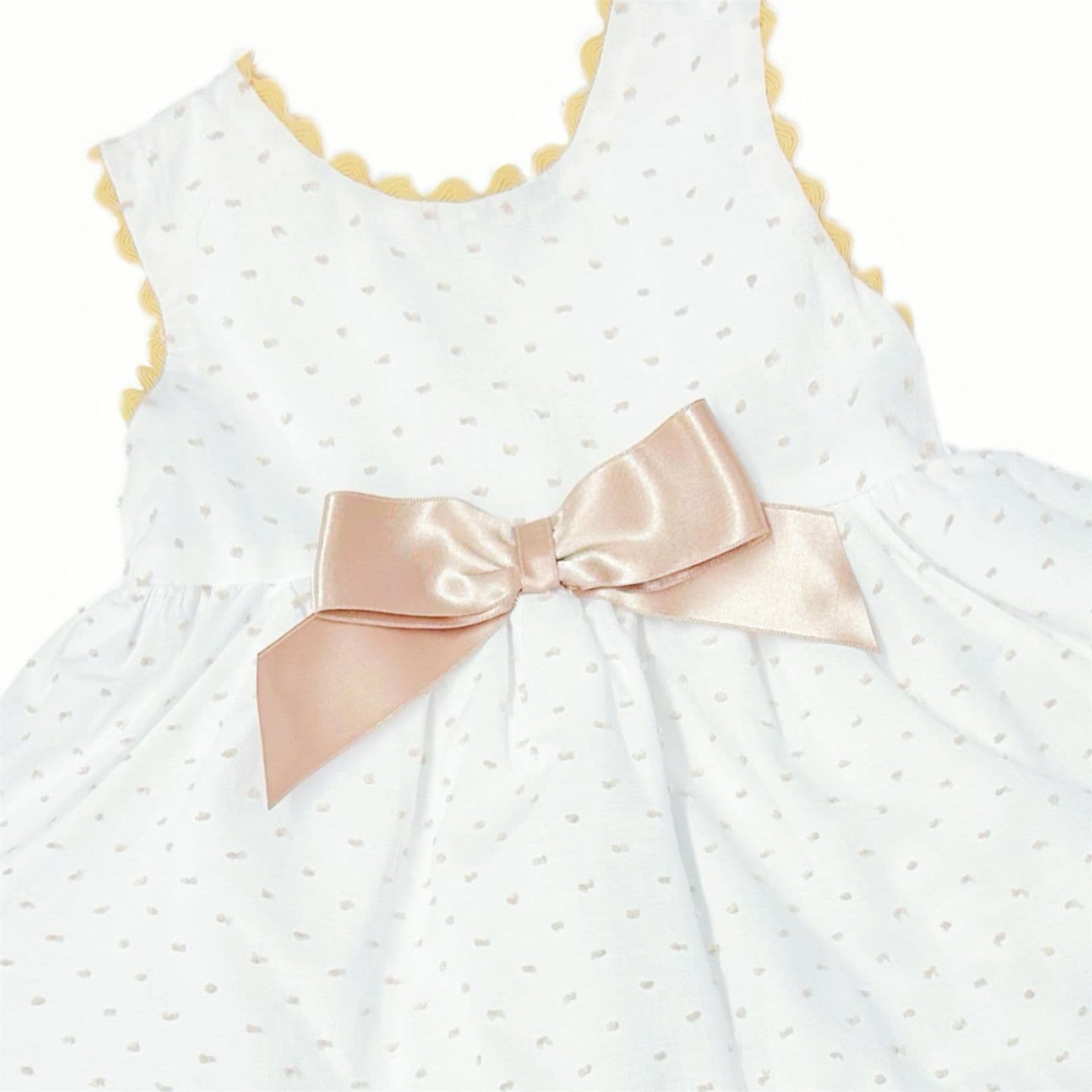 *SALE* Baby Girl White Cotton Dress Camel Details with Pants "MYD2440C"