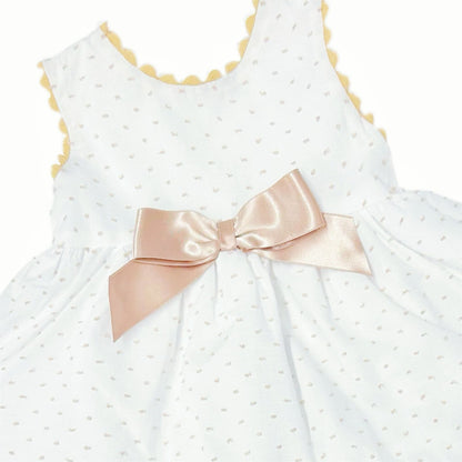 *SALE* Baby Girl White Cotton Dress Camel Details with Pants "MYD2440C"
