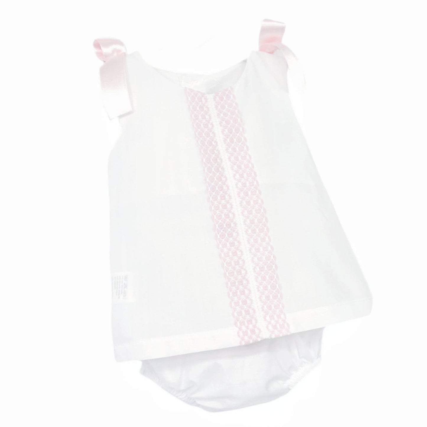 *SALE* Baby Girl White Cotton Dress Lacey Details with Pants "MYD25002"