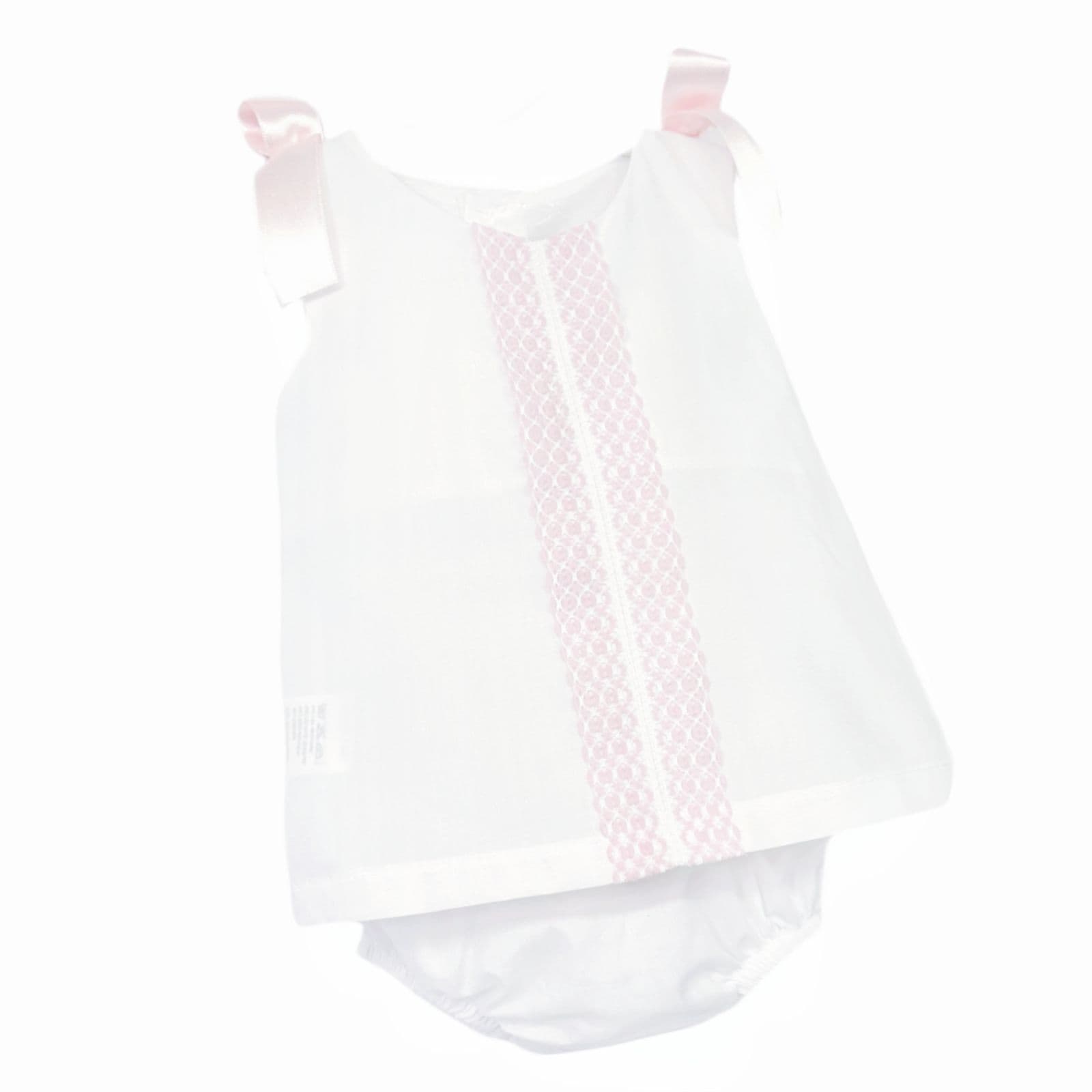*SALE* Baby Girl White Cotton Dress Lacey Details with Pants "MYD25002"
